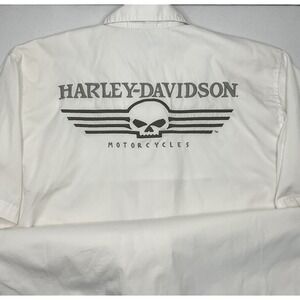 Harley Davidson Shirt Vented‎ Motorcycles Skull Embroidered Biker Riding Men XL